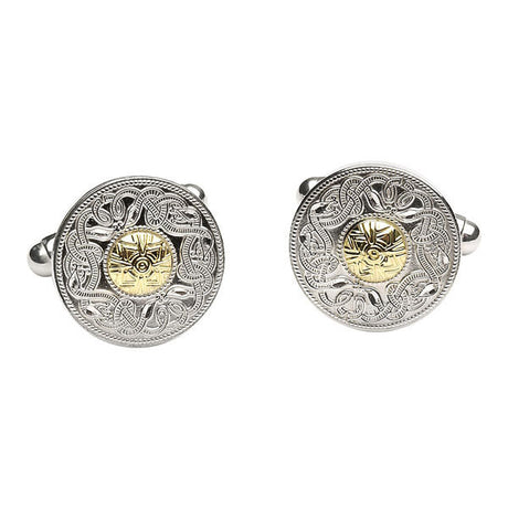 Mens Celtic Warrior Cuff links, Silver and Gold, Boru Jewelry, Dublin, Ireland.