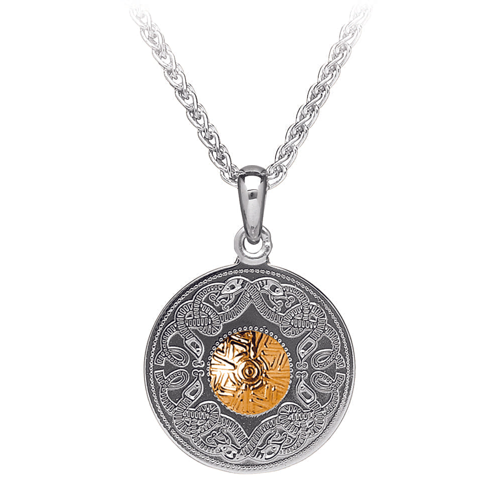 Celtic Warrior Pendant – Medium Disc with 18K Gold Bead