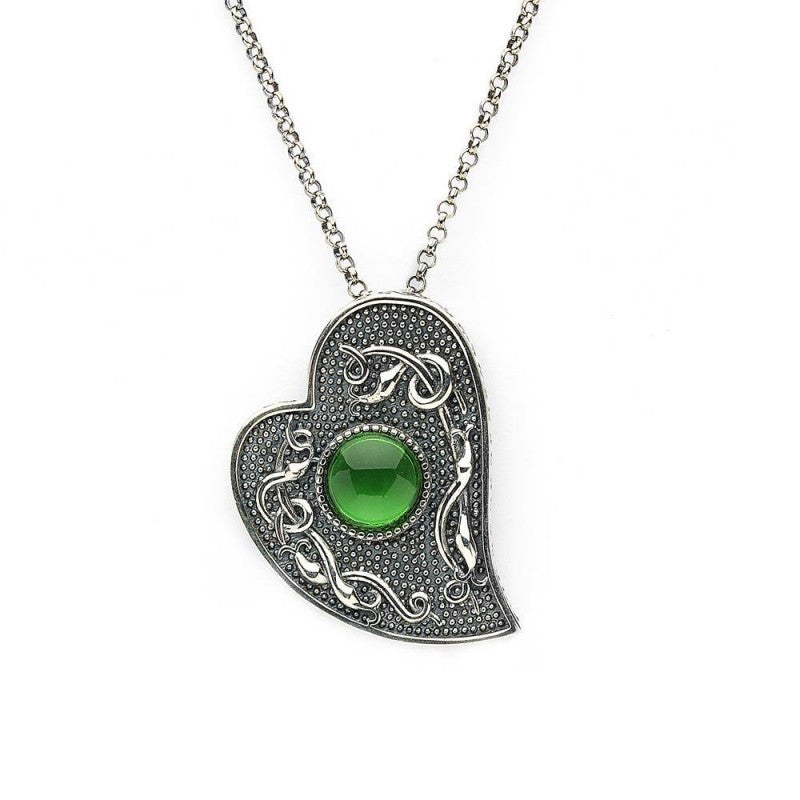 Wood Quay Green Stone Heart Shaped Pendant