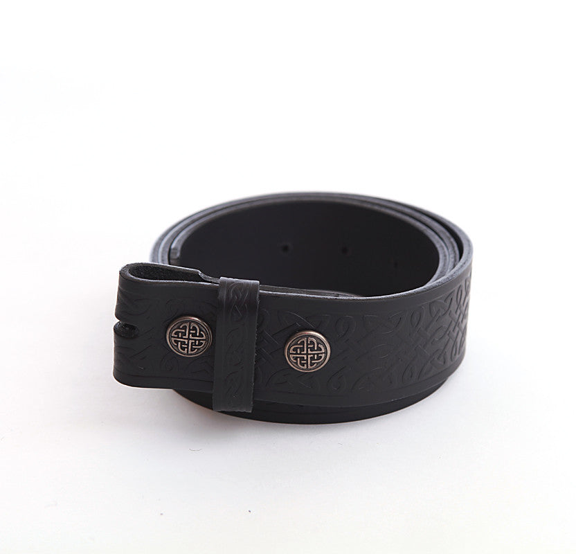 Wide Celtic Knot-work Belt (no buckle) - Black or Brown