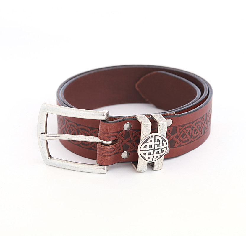 Wide Leather Celtic Belt - Black or Brown