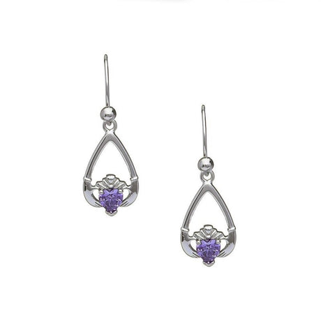 Birthstone Claddagh Earrings