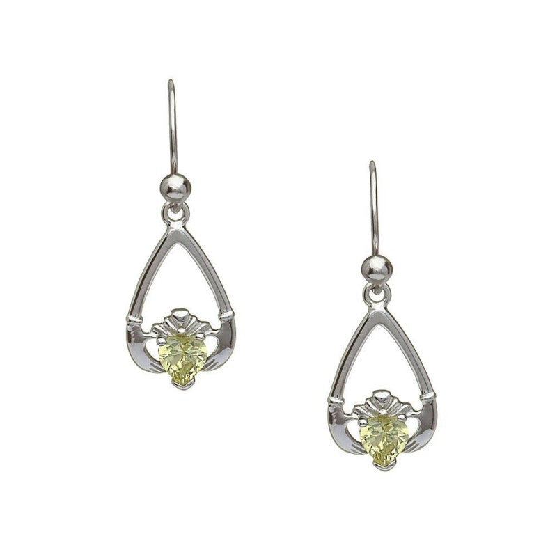 Birthstone Claddagh Earrings