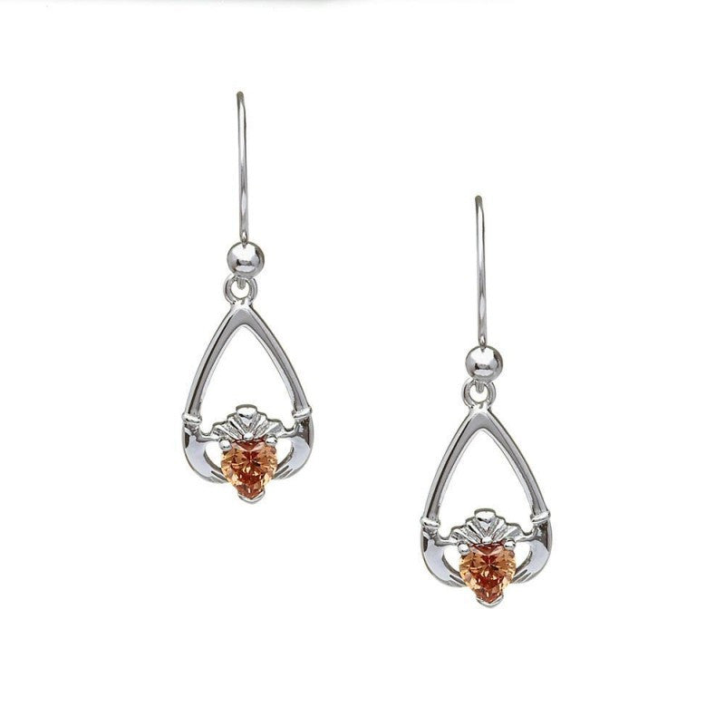 Birthstone Claddagh Earrings