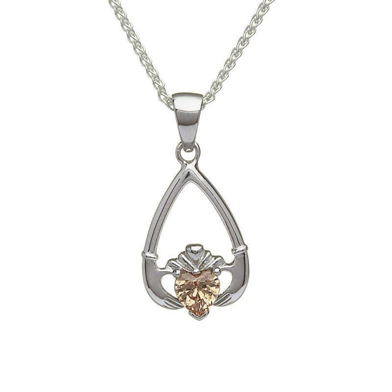 Birthstone Claddagh Necklace