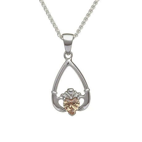 Birthstone Claddagh Necklace