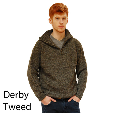 Mens Quarter Zip Irish Wool Sweater