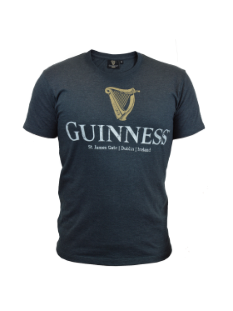 Guinness Navy Distressed Harp Logo Tee