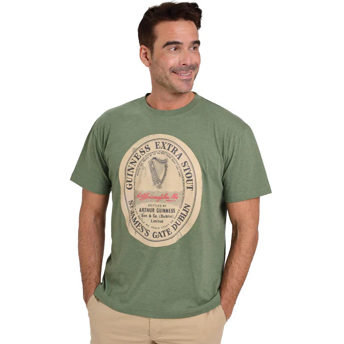 Green Distressed Guinness English Label Tee