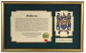 Coat of Arms & Family History Print — Landscape (12" x 20")