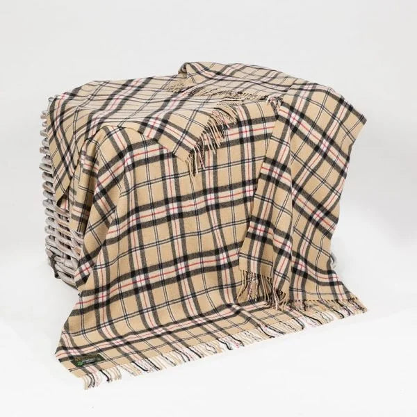 Camel of Merrick Tartan Lambswool Throw