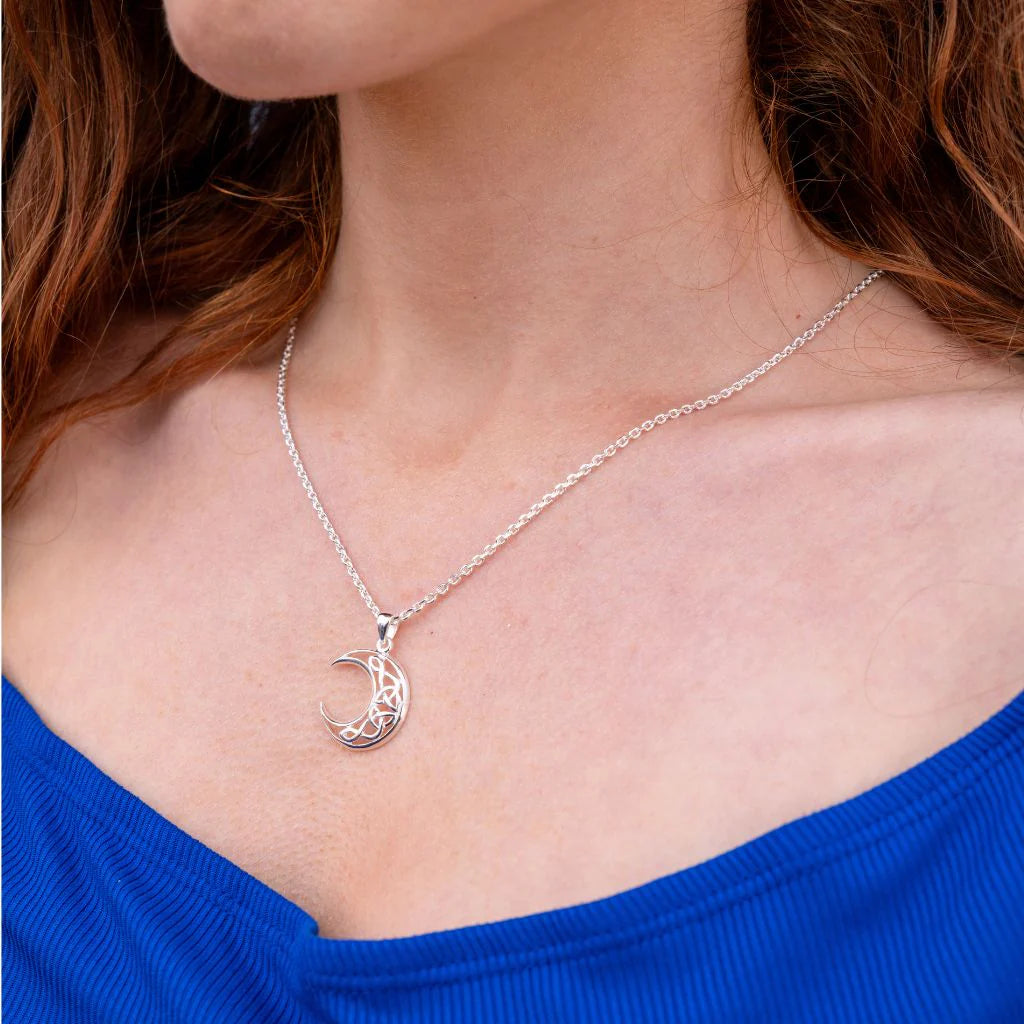Crescent Moon Sterling Silver Pendant