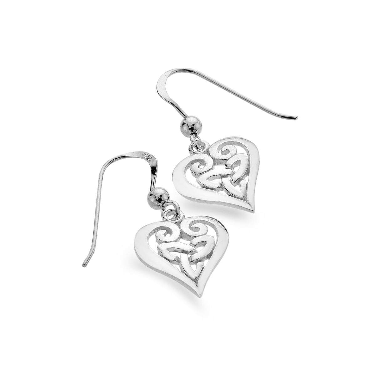 Trinity and Heart Sterling Silver Earrings