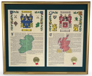 Dual Coat of Arms & Family Histories — Combined Print (20" x 24")