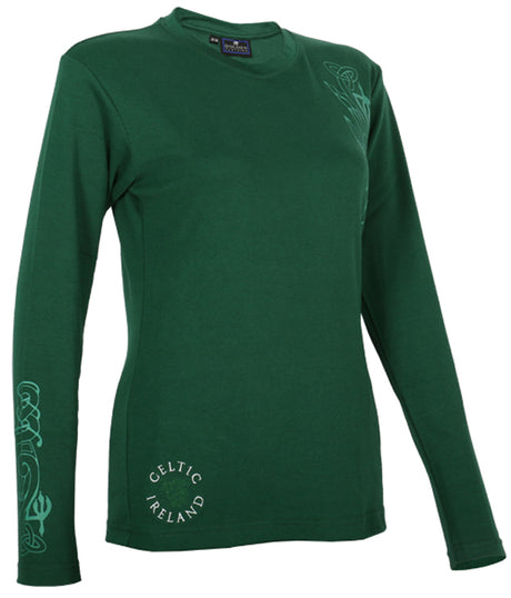 Ladies Long Sleeve Celtic T-Shirt Green