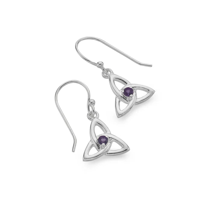 Amethyst Celtic Trinity Knot Sterling Silver Earrings