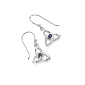 Amethyst Celtic Trinity Knot Sterling Silver Earrings