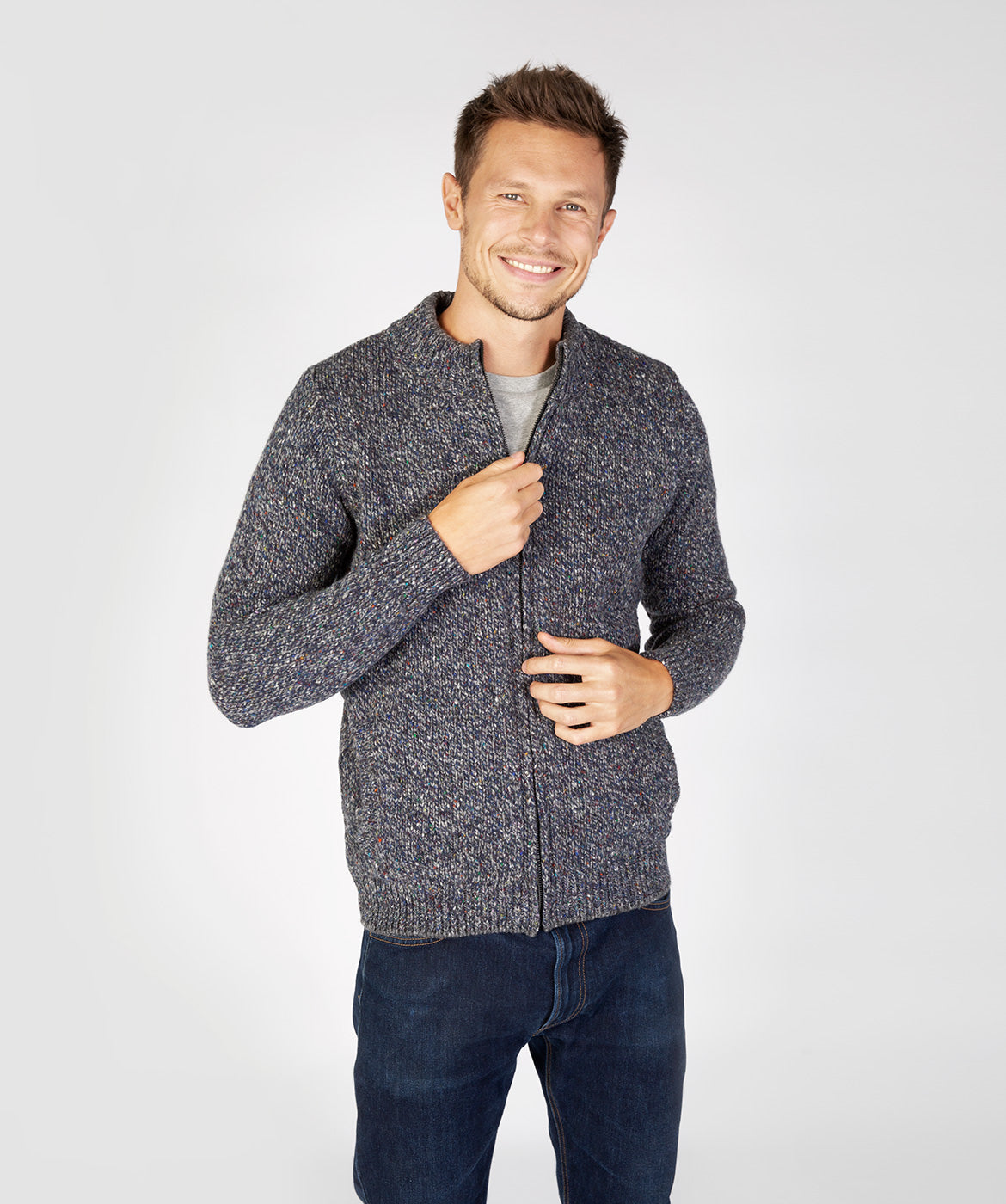 Men's Crewneck Full Zip Cardigan