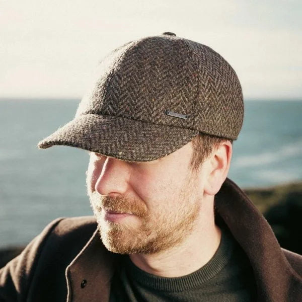 Tweed Baseball Style Cap with Earflaps