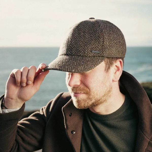 Tweed Baseball Style Cap with Earflaps