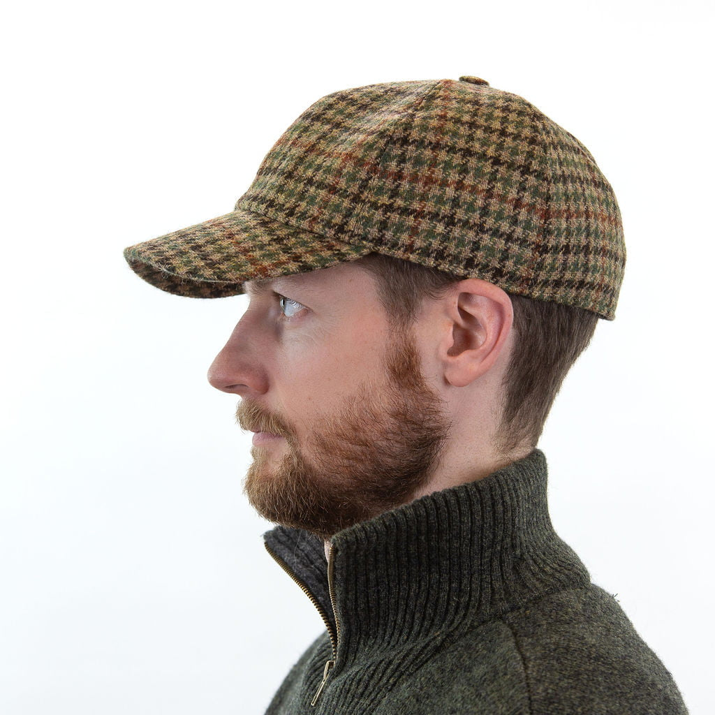 Tweed Baseball Style Cap with Earflaps