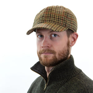 Tweed Baseball Style Cap with Earflaps