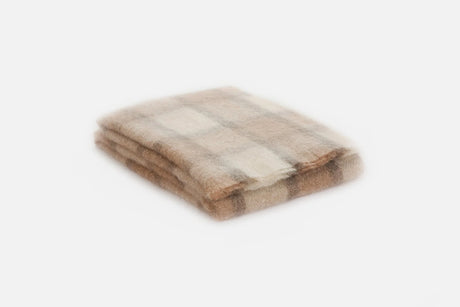 Large Plaid Brushed Mohair Irish Throw Blanket
