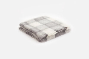 Large Plaid Brushed Mohair Irish Throw Blanket