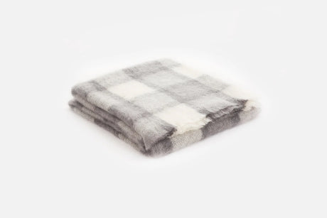 Large Plaid Brushed Mohair Irish Throw Blanket