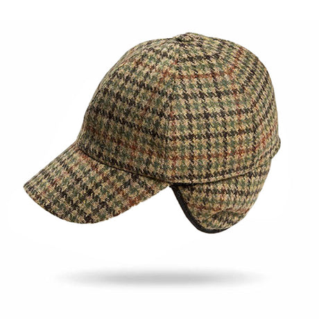 Tweed Baseball Style Cap with Earflaps