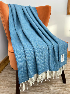 100% Pure New Wool Irish Herringbone Throws