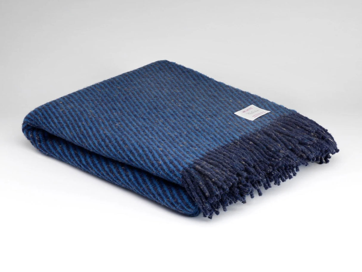 Blue Ashes Zigzag Weave Merino Wool Throw