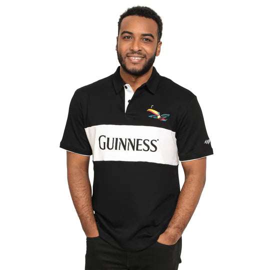 Black and White Guinness Toucan Short Sleeve Rugby Jersey