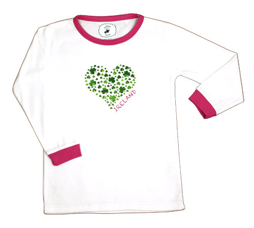 Children's Ireland Pink and Green Shamrock Heart Pajamas