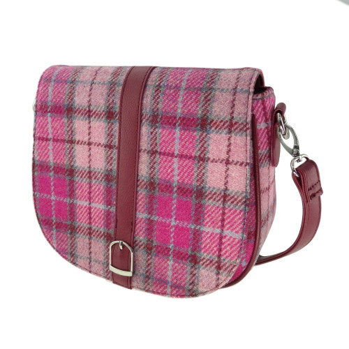 Ladies Authentic Harris Tweed Beauly Shoulder Bag - popular Deep Pink Check Tartan