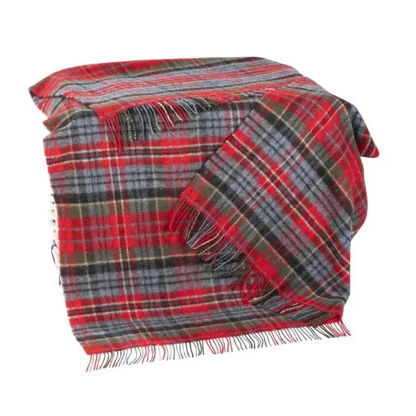 Large Irish Picnic Blanket - Scarlet Denim Plaid