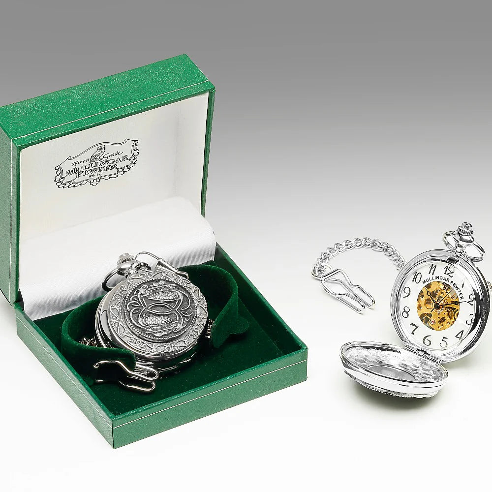 Mechanical Pocket Watch with Entwined Kells Birds Design