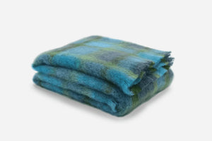 Large Plaid Brushed Mohair Irish Throw Blanket