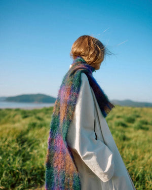 Cushendale 'Drumin' Check Mohair Scarf
