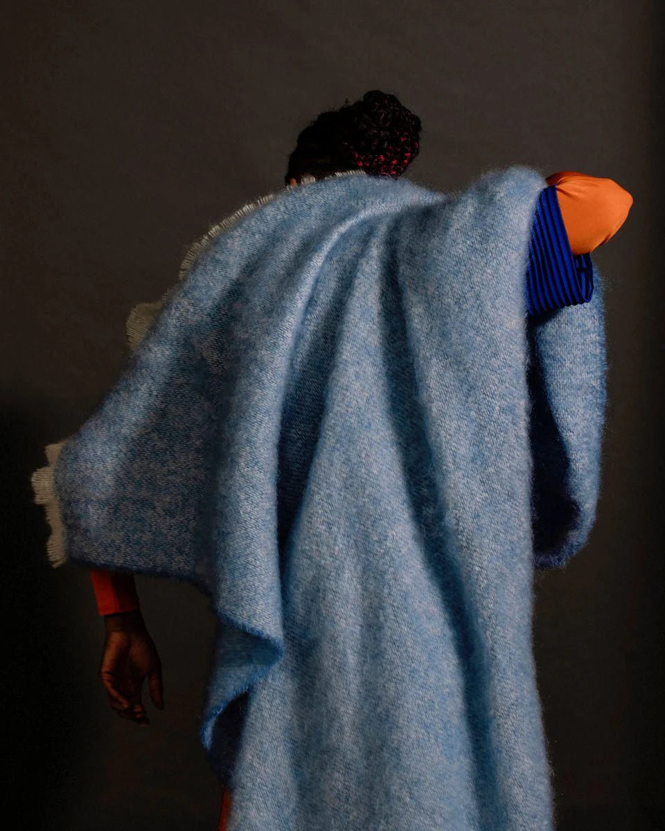 Solid Color Brushed Mohair Irish Throw Blanket