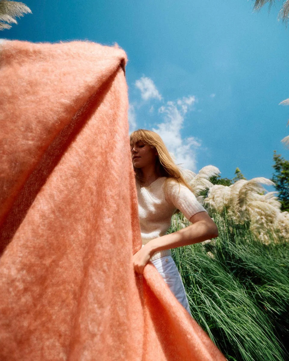 Solid Color Brushed Mohair Irish Throw Blanket