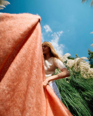 Solid Color Brushed Mohair Irish Throw Blanket