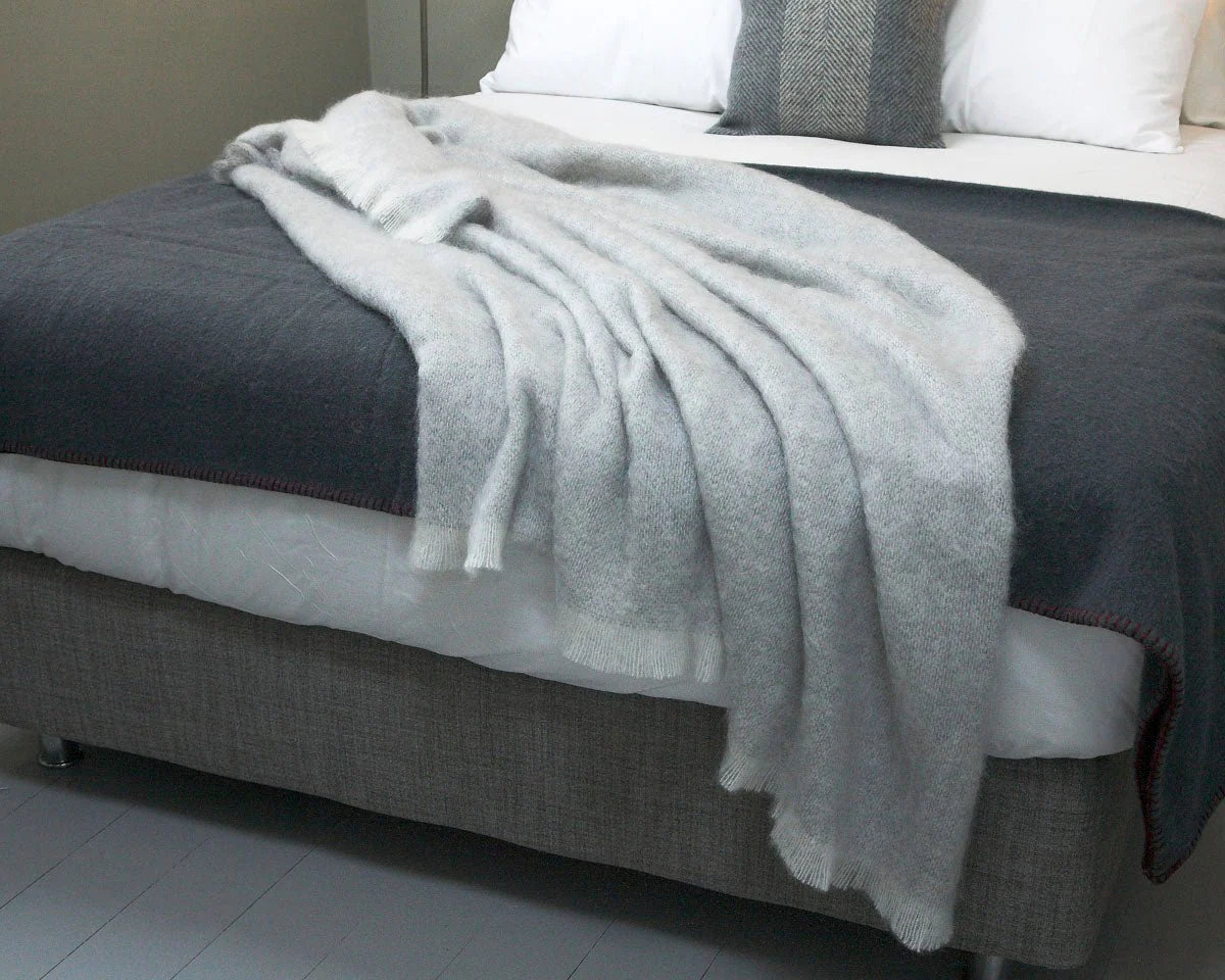 Solid Color Brushed Mohair Irish Throw Blanket