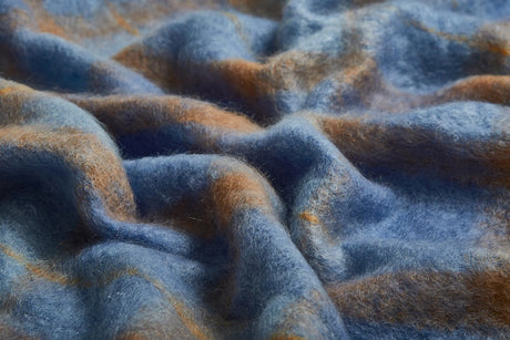 Large Plaid Brushed Mohair Irish Throw Blanket