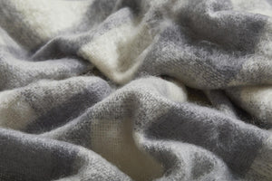 Large Plaid Brushed Mohair Irish Throw Blanket