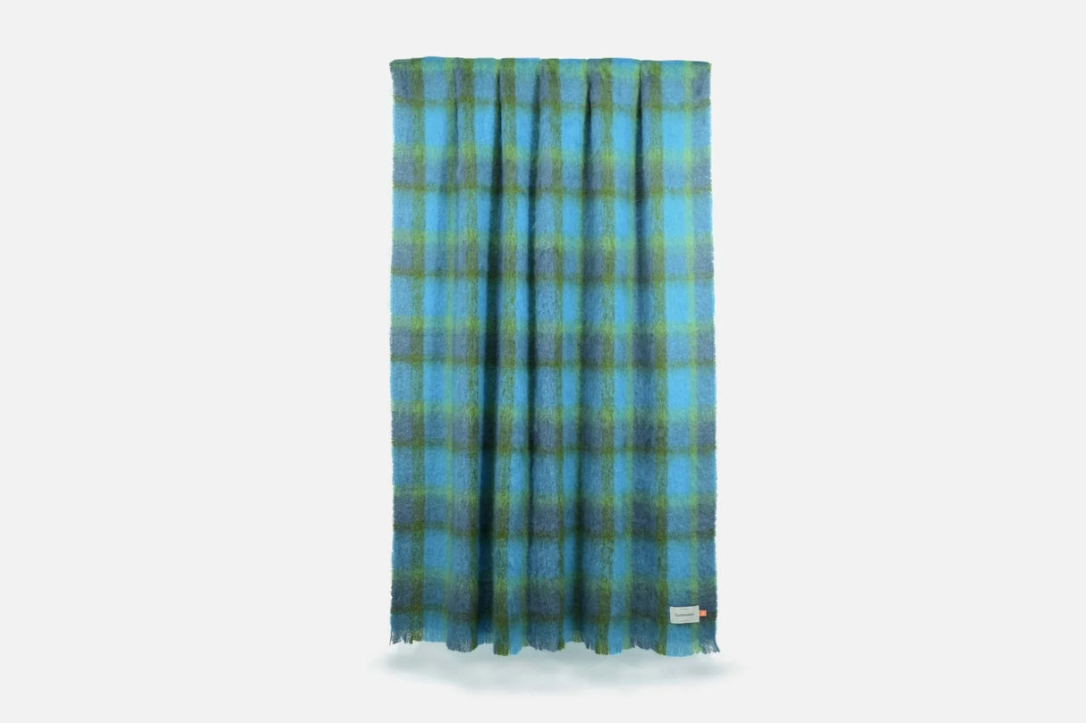 Large Plaid Brushed Mohair Irish Throw Blanket