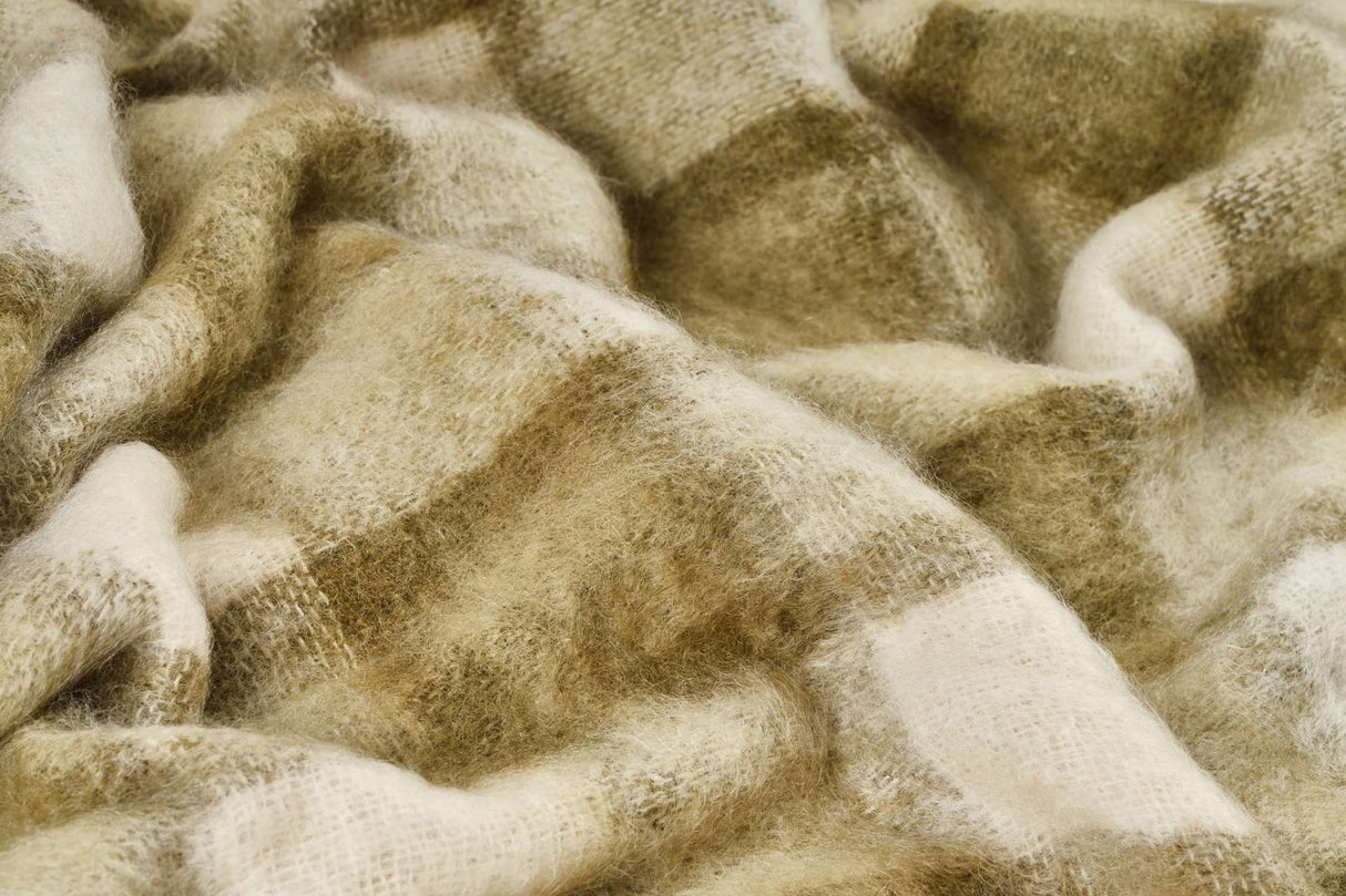Large Plaid Brushed Mohair Irish Throw Blanket