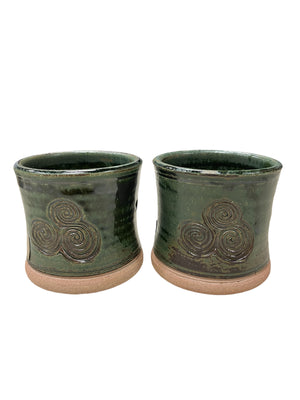Hand Made Irish Pottery Whiskey Tumbler Box Set - Triple Spiral