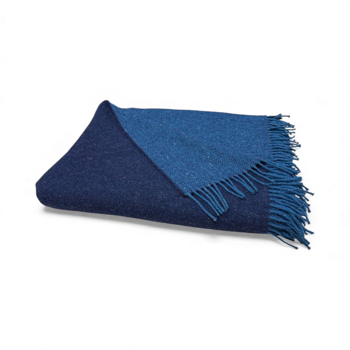 Navy and Aqua Reversible Merino Wool Throw