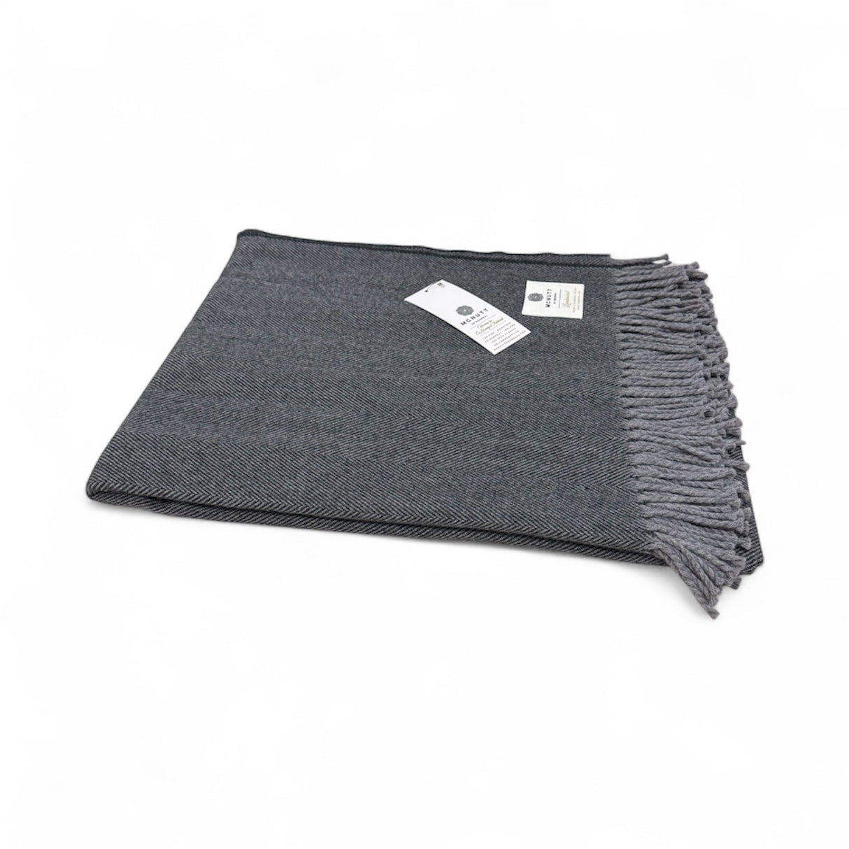 Charcoal and Grey Herringbone Lambswool Throw